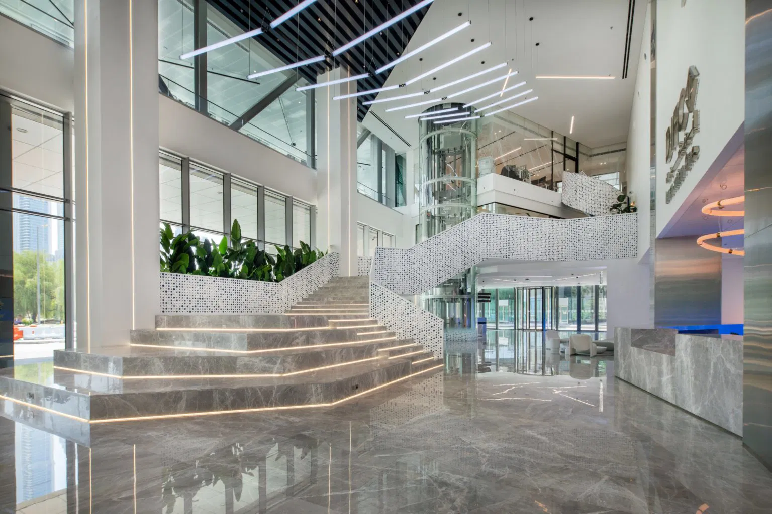 Dubai AI Campus, grand staircase and atrium